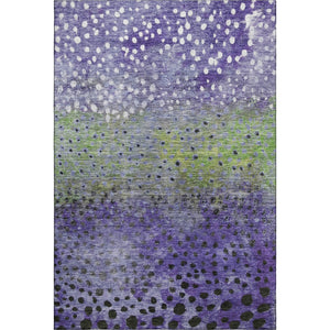 HomeRoots 9' X 12' Washable Polka Dot Area Rug in Purple, Green & Ivory - UV Protected, Stain Resistant Fun! 683667