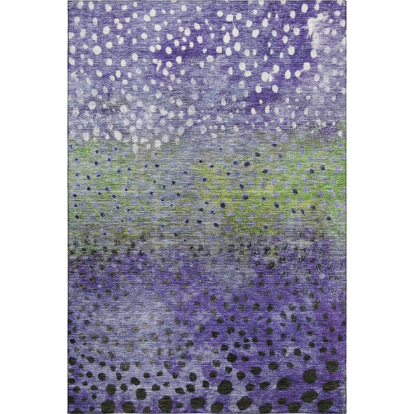 HomeRoots 9' X 12' Washable Polka Dot Area Rug in Purple, Green & Ivory - UV Protected, Stain Resistant Fun! 683667