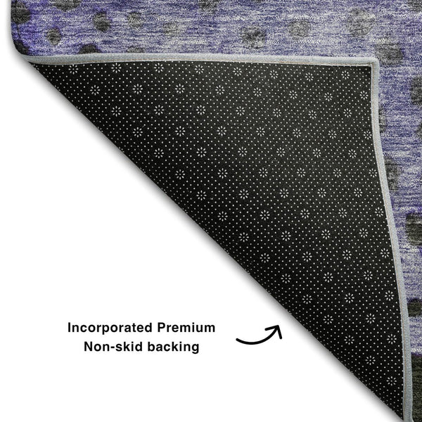 HomeRoots 9' X 12' Washable Polka Dot Area Rug in Purple, Green & Ivory - UV Protected, Stain Resistant Fun! 683667