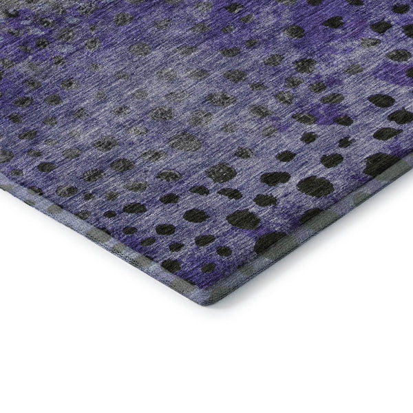 HomeRoots 9' X 12' Washable Polka Dot Area Rug in Purple, Green & Ivory - UV Protected, Stain Resistant Fun! 683667
