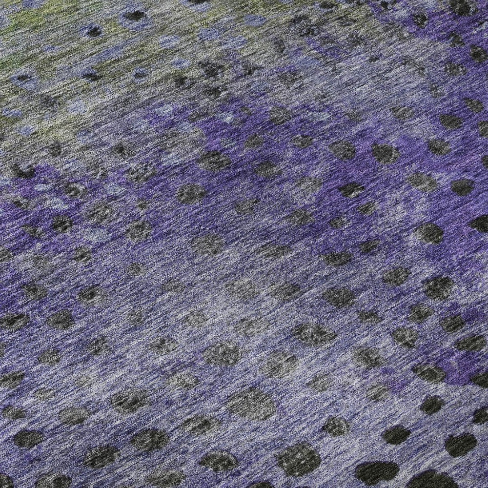 HomeRoots 9' X 12' Washable Polka Dot Area Rug in Purple, Green & Ivory - UV Protected, Stain Resistant Fun! 683667