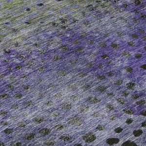HomeRoots 9' X 12' Washable Polka Dot Area Rug in Purple, Green & Ivory - UV Protected, Stain Resistant Fun! 683667
