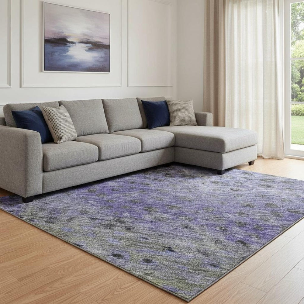 HomeRoots 10' X 14' Polka Dot Area Rug in Purple, Green & Ivory - Washable, UV Protected & Durable Design! 683668