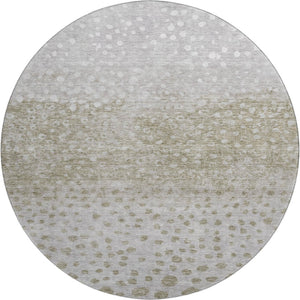 HomeRoots 8' Taupe Beige & Ivory Polka Dot Machine-Washable Round Rug – UV Protected, Soft & Durable Design! 683671