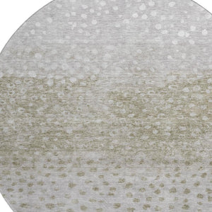 HomeRoots 8' Taupe Beige & Ivory Polka Dot Machine-Washable Round Rug – UV Protected, Soft & Durable Design! 683671