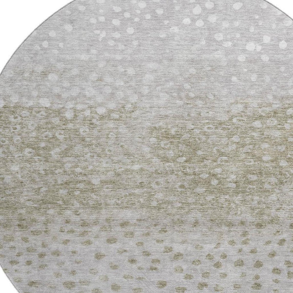 HomeRoots 8' Taupe Beige & Ivory Polka Dot Machine-Washable Round Rug – UV Protected, Soft & Durable Design! 683671