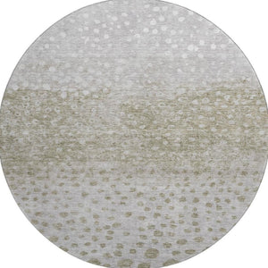 HomeRoots 8' Taupe Beige & Ivory Polka Dot Machine-Washable Round Rug – UV Protected, Soft & Durable Design! 683671