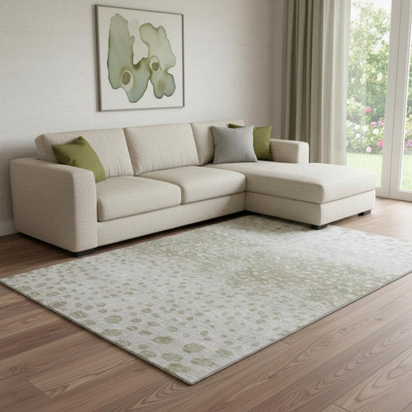 HomeRoots 8' X 10' Polka Dot Washable Area Rug in Taupe Beige & Ivory - UV Protected, Family-Friendly Design 683672