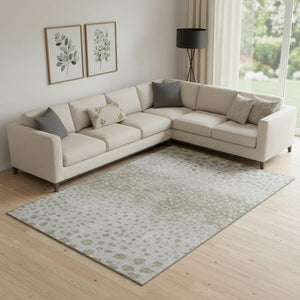 HomeRoots 9' X 12' Durable Taupe Beige & Ivory Polka Dot Area Rug - Washable, UV Protected, Kid & Pet Friendly! 683673