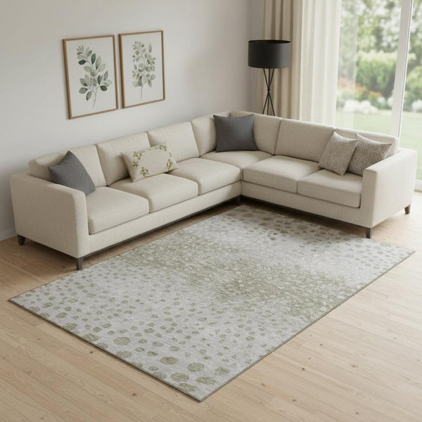 HomeRoots 9' X 12' Durable Taupe Beige & Ivory Polka Dot Area Rug - Washable, UV Protected, Kid & Pet Friendly! 683673