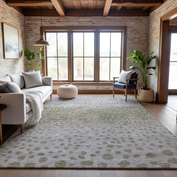 HomeRoots 10' Taupe Beige & Ivory Polka Dot Washable Area Rug - Durable, Stain-Resistant, UV Protected Elegance 683674