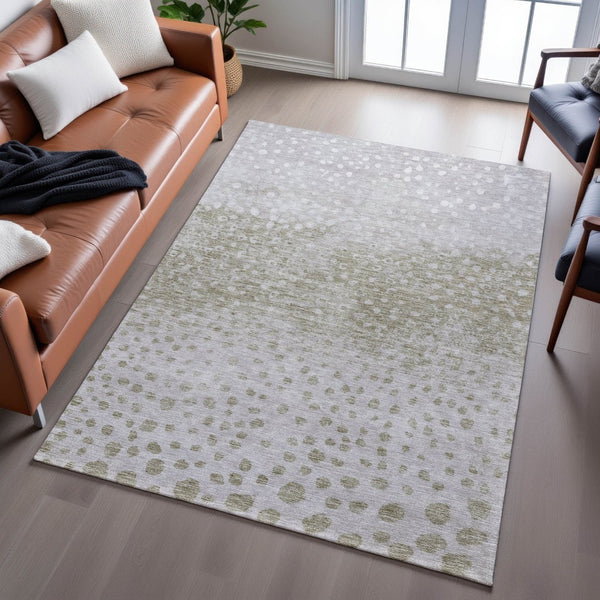HomeRoots 10' Taupe Beige & Ivory Polka Dot Washable Area Rug - Durable, Stain-Resistant, UV Protected Elegance 683674