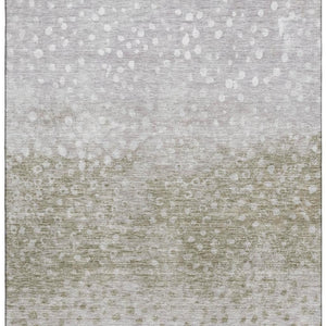 HomeRoots 10' Taupe Beige & Ivory Polka Dot Washable Area Rug - Durable, Stain-Resistant, UV Protected Elegance 683674