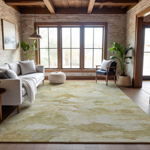 HomeRoots 5' X 8' Beige and Ivory Abstract Area Rug – Stylish, Washable, Durable with UV Protection for Homes 683676