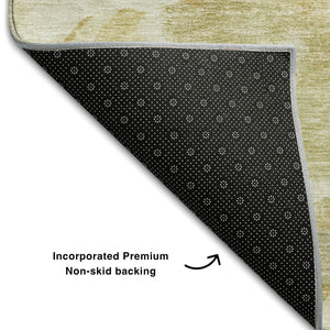 HomeRoots 5' X 8' Beige and Ivory Abstract Area Rug – Stylish, Washable, Durable with UV Protection for Homes 683676