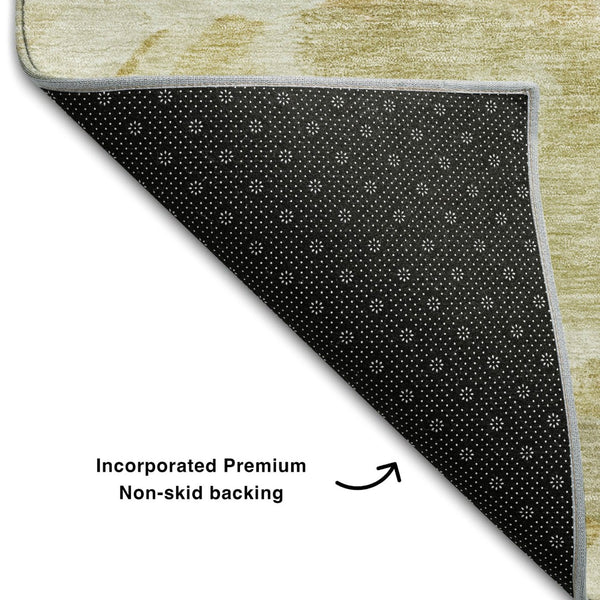HomeRoots 5' X 8' Beige and Ivory Abstract Area Rug – Stylish, Washable, Durable with UV Protection for Homes 683676