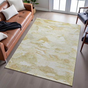 HomeRoots 5' X 8' Beige and Ivory Abstract Area Rug – Stylish, Washable, Durable with UV Protection for Homes 683676