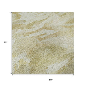 HomeRoots 5' X 8' Beige and Ivory Abstract Area Rug – Stylish, Washable, Durable with UV Protection for Homes 683676