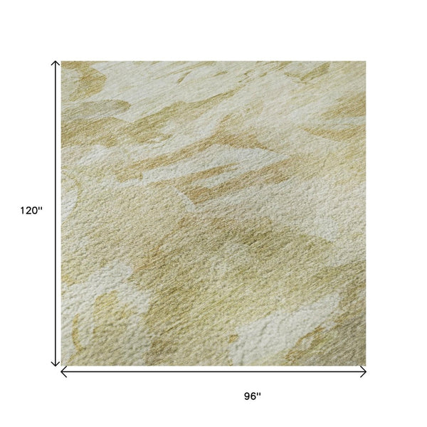 HomeRoots 8' X 10' Beige and Ivory Abstract Area Rug - Washable, UV Protected, Stylish, and Stain Resistant! 683678