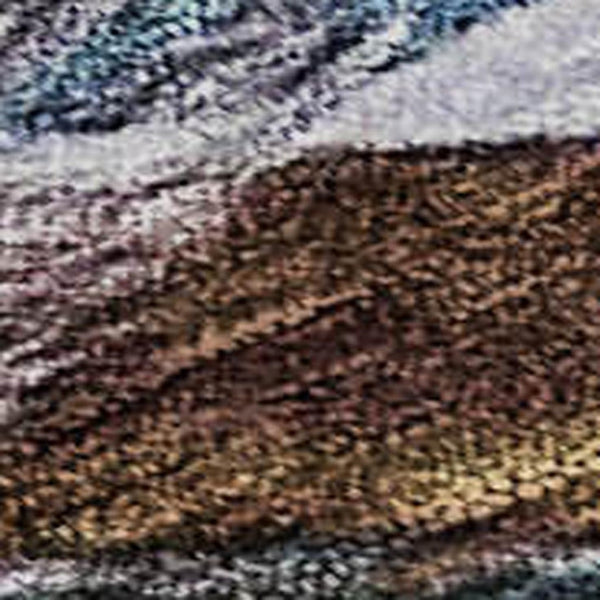 HomeRoots 5' X 8' Abstract Area Rug in Blue, Copper & Beige - Washable, Stain-Resistant & UV Protected! 683682
