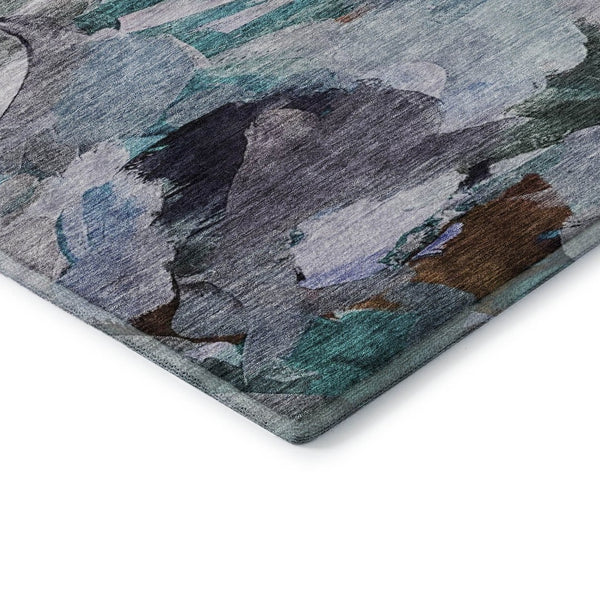 HomeRoots 8' Blue Copper Beige Abstract Washable Round Rug - Durable, Stain-Resistant, UV Protected Design! 683683