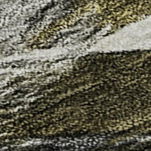 HomeRoots 5' Modern Abstract Granite Gray, Beige & Gold Washable Area Rug with UV Protection for Durability 683688