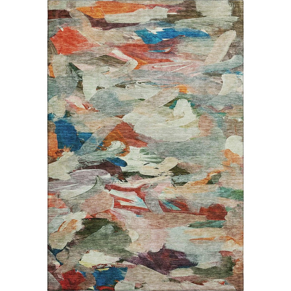 HomeRoots 5' X 8' Vibrant Abstract Area Rug - Washable, UV-Protected, Stain-Resistant for Busy Homes & Kids 683694