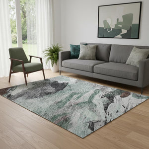 HomeRoots 5' X 8' Teal Gray and Rust Abstract Area Rug - Washable, UV-Protected, Stain-Resistant Elegance! 683700