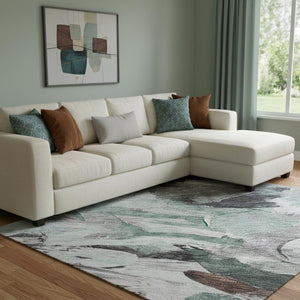 HomeRoots 8' X 10' Teal Gray Rust Abstract Area Rug – Washable, Stain-Resistant, UV Protected for High-Traffic Areas 683702
