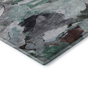HomeRoots 8' X 10' Teal Gray Rust Abstract Area Rug – Washable, Stain-Resistant, UV Protected for High-Traffic Areas 683702