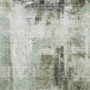 HomeRoots 5' X 8' Mint Green Abstract Area Rug - Washable, UV Protected, Stain Resistant for High-Traffic Rooms 683706