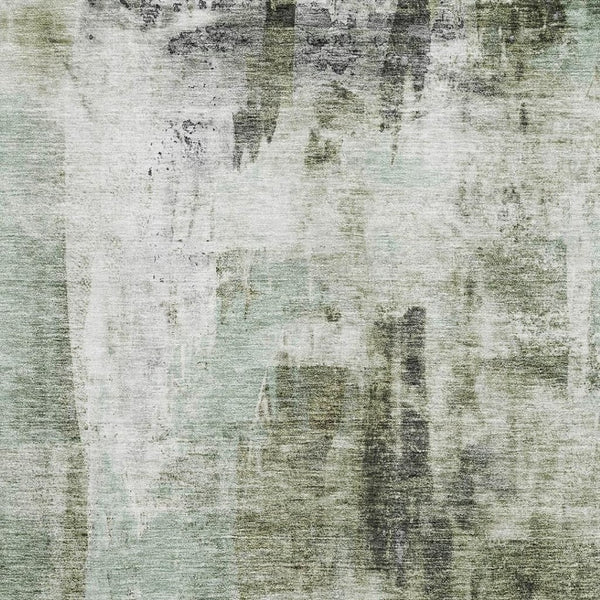 HomeRoots 5' X 8' Mint Green Abstract Area Rug - Washable, UV Protected, Stain Resistant for High-Traffic Rooms 683706
