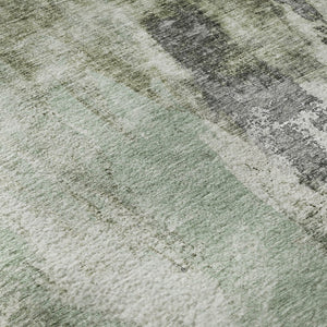 HomeRoots 8' Modern Mint Green, Ivory & Gray Abstract Round Rug - Washable, UV Protected, Durable & Stylish 683707