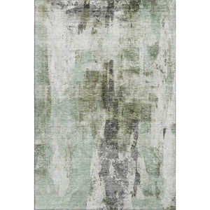 HomeRoots 8' X 10' Mint Green Ivory and Gray Abstract Washable Area Rug - Stylish, Durable, UV-Resistant Design! 683708