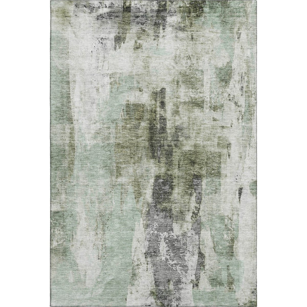 HomeRoots 8' X 10' Mint Green Ivory and Gray Abstract Washable Area Rug - Stylish, Durable, UV-Resistant Design! 683708