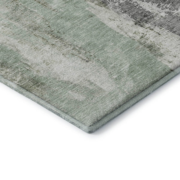 HomeRoots 8' X 10' Mint Green Ivory and Gray Abstract Washable Area Rug - Stylish, Durable, UV-Resistant Design! 683708