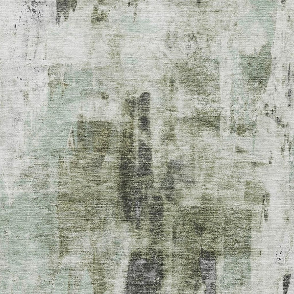 HomeRoots 8' X 10' Mint Green Ivory and Gray Abstract Washable Area Rug - Stylish, Durable, UV-Resistant Design! 683708