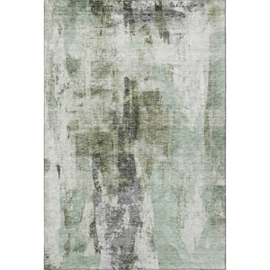 HomeRoots 9' X 12' Washable Mint Green, Ivory, & Gray Abstract Area Rug with UV Protection for Home Style 683709