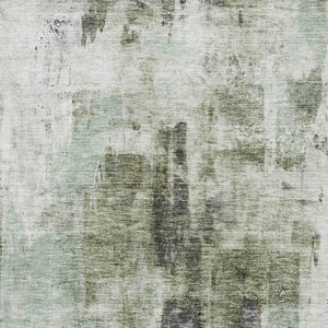 HomeRoots 10' X 14' Mint Green Abstract Area Rug - Durable, Stain-Resistant, UV Protected for Modern Spaces 683710