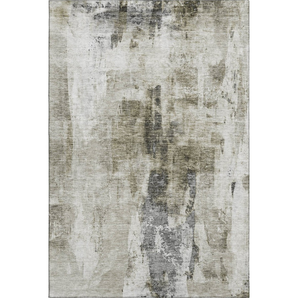 HomeRoots 5' X 8' Washable Area Rug - Soft Taupe, Beige & Brown Abstract Design with UV Protection & Stain Resistance 683712