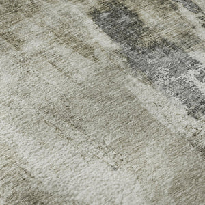 HomeRoots 8' Taupe Beige & Brown Abstract Round Rug - Washable, UV Protected, Ideal for Homes with Kids & Pets 683713