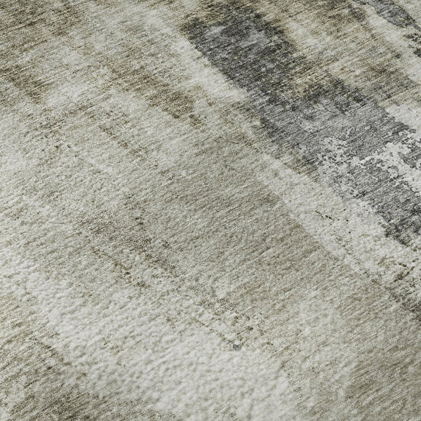 HomeRoots 8' Taupe Beige & Brown Abstract Round Rug - Washable, UV Protected, Ideal for Homes with Kids & Pets 683713