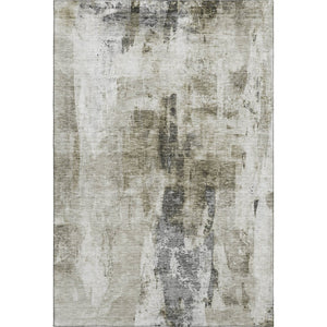 HomeRoots 8' X 10' Modern Taupe Beige and Brown Abstract Washable Area Rug - Durable, UV Protected, Stain Resistant 683714