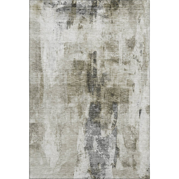 HomeRoots 8' X 10' Modern Taupe Beige and Brown Abstract Washable Area Rug - Durable, UV Protected, Stain Resistant 683714