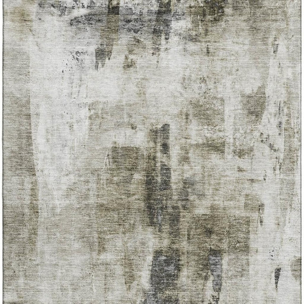 HomeRoots 8' X 10' Modern Taupe Beige and Brown Abstract Washable Area Rug - Durable, UV Protected, Stain Resistant 683714