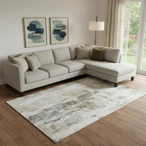 HomeRoots 9' X 12' Abstract Taupe Beige & Brown Washable Area Rug with UV Protection for High-Traffic Spaces 683715