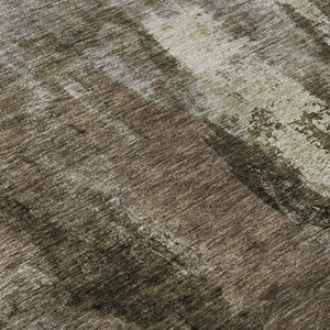 HomeRoots 8' Brown And Beige Abstract Round Rug - Washable, UV Protected, Stain Resistant for Busy Homes 683719