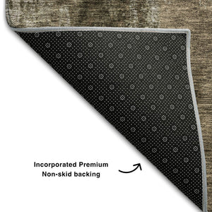 HomeRoots 8' X 10' Stylish Brown and Beige Abstract Washable Area Rug with UV Protection for Easy Care 683720