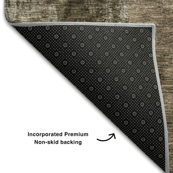 HomeRoots 9' X 12' Brown & Beige Abstract Washable Area Rug with UV Protection – Stylish, Durable & Easy Care! 683721