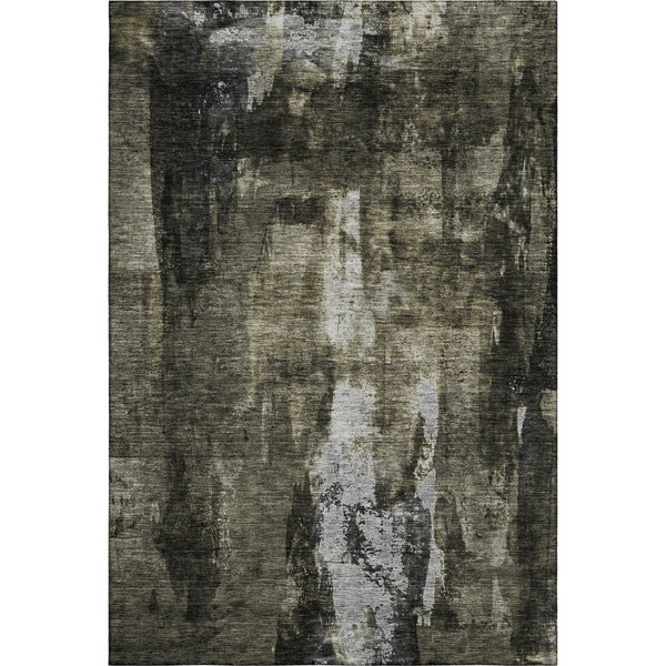 HomeRoots 5' X 8' Charcoal Gray Silver Abstract Area Rug - Washable, UV Protected, Perfect for Busy Homes! 683724